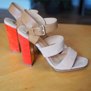 Dolce Vita Fanta Nude Suede Block Heel Sandals 8.5